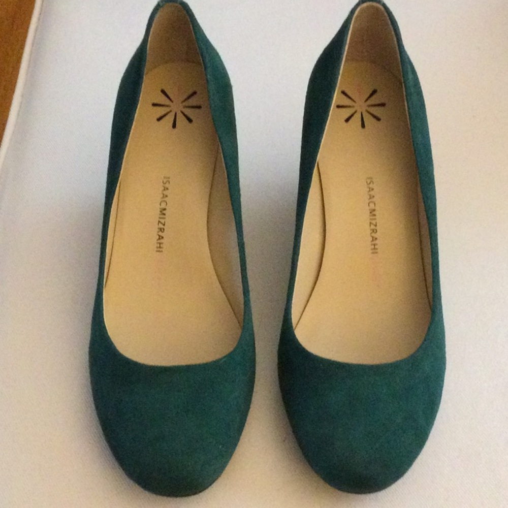 Isaac Mizrahi Green Suede Wedges 8.5 M